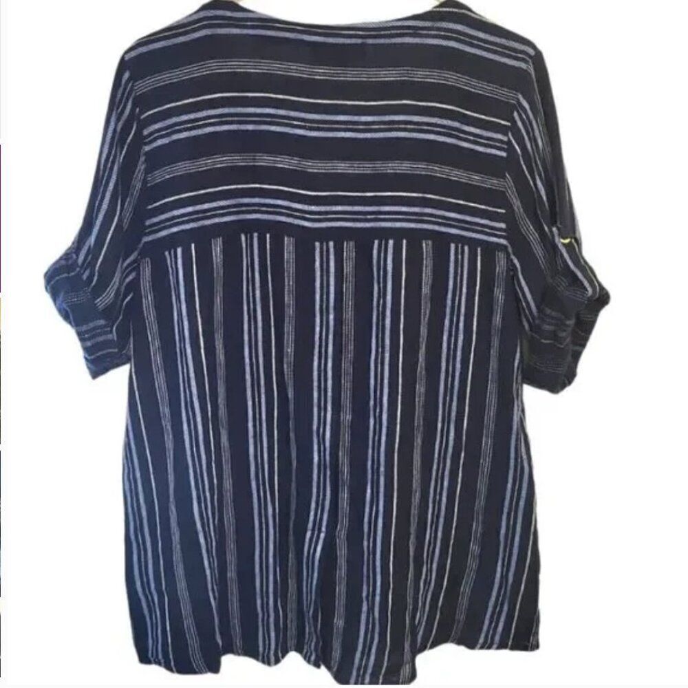 Ellen Tracy Navy and White Linen Blend Tunic Size Large NWT - Picture 3 of 8
